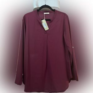 Timeson‎ shirt NWT, 100% polyester, wine color, size medium